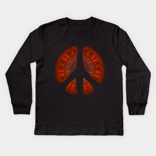 Peace Symbol - Orange Pattern 1 Kids Long Sleeve T-Shirt